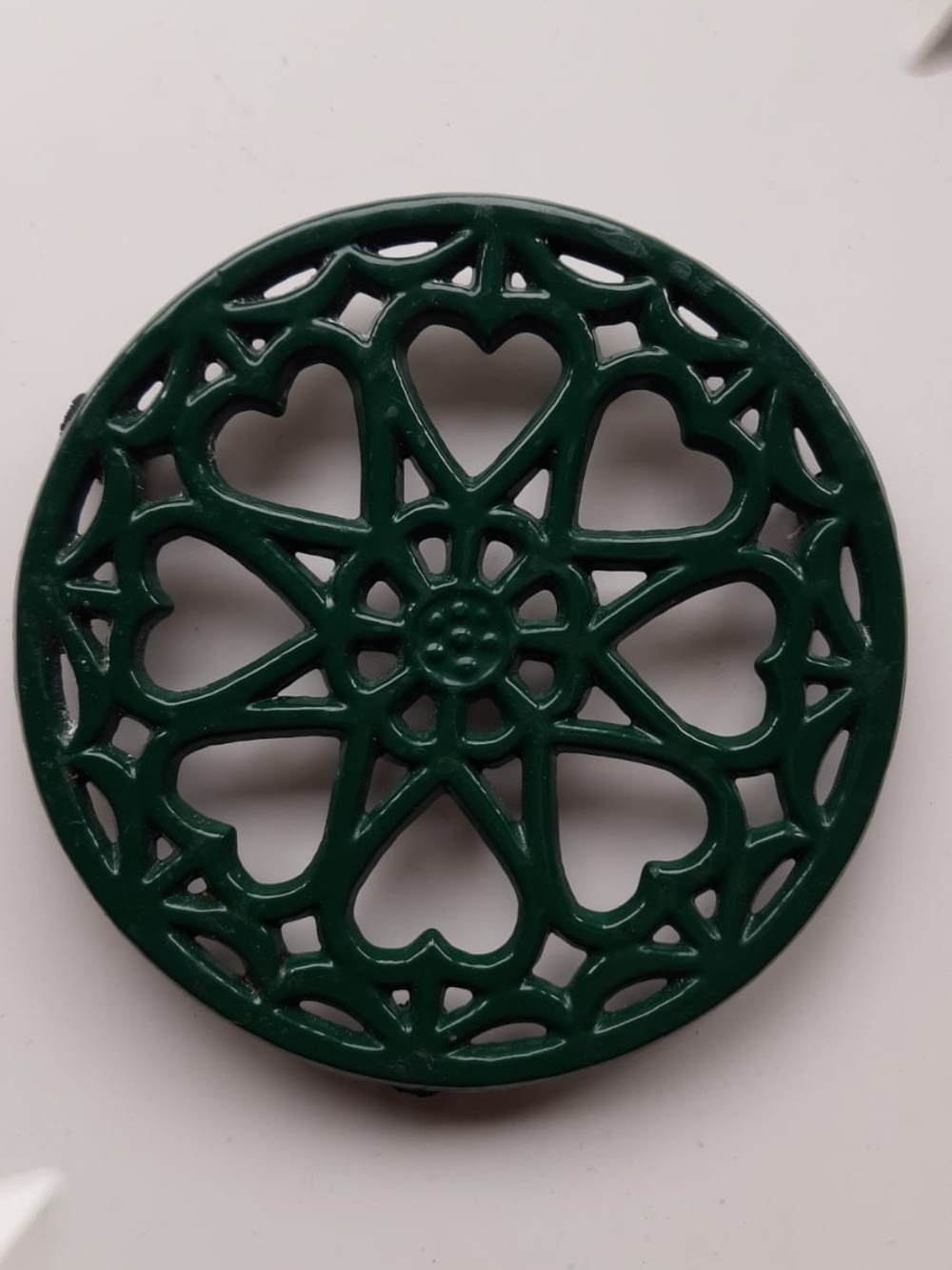 Hart Shaped Cast Iron Trivet - Deep Green